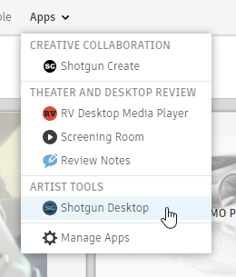 Download of Shotgun Desktop App from Shotgun web interface