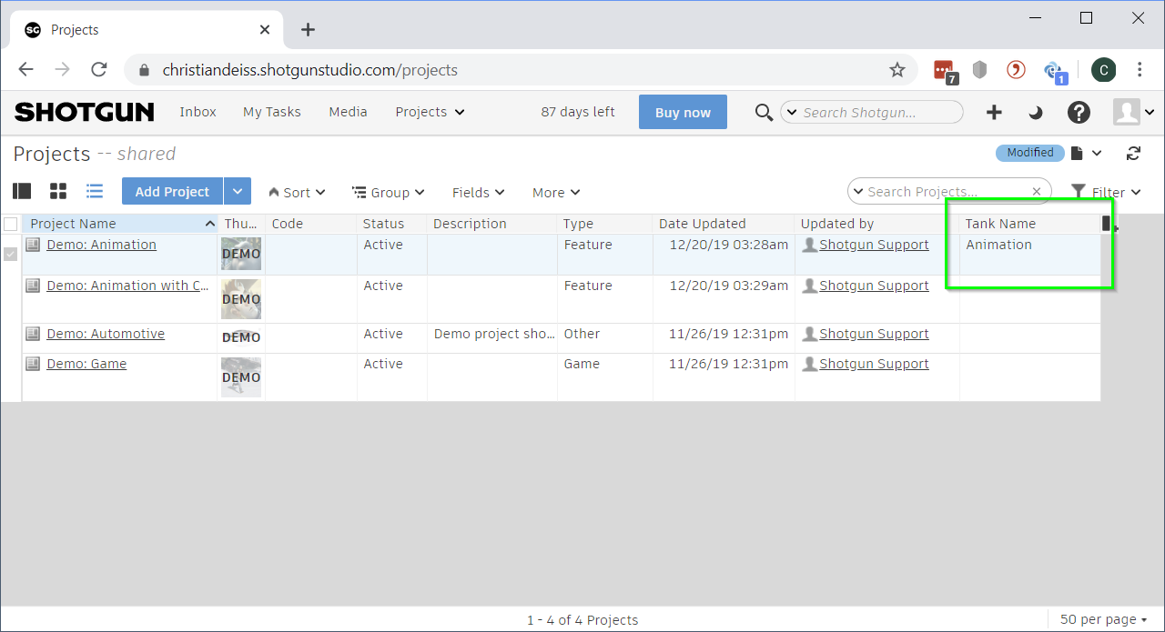 Define Tank Name for project.